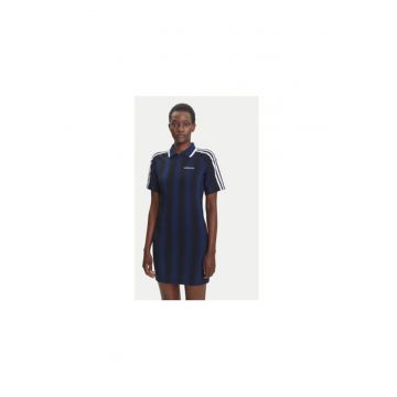 Rochie scurta din poliester cu guler polo si logo