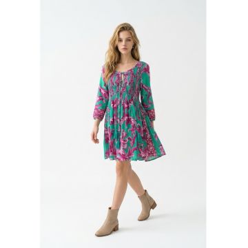 Rochie scurta tip camasa din bumbac imprimat 16
