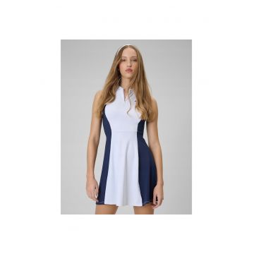 Rochie sport dama -  slim fit - alb/bleumarin - fara maneci
