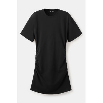 Rochie-tricou cu fonseuri - Negru