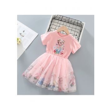 Rochita Roz Fetite cu Printese Livia - Multicolor