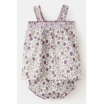 Set de top si chiloti din bumbac - 2 piese - Gri/Violet inchis