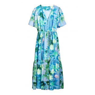 Camasa stil rochie dama  25SWVW18 - Viscoza/Poliamida - Albastru - Albastru