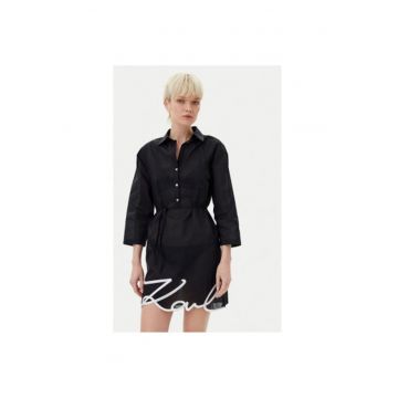Camasa stil rochie dama  A1W46006 - Bumbac - Negru - Negru