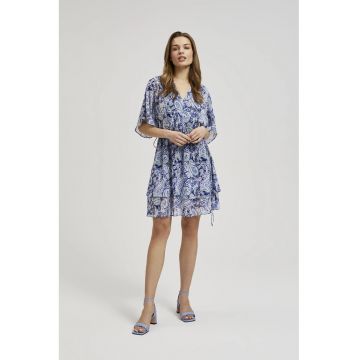 Rochie Albastra Cu Model Pana La Genunchi - Bleumarin