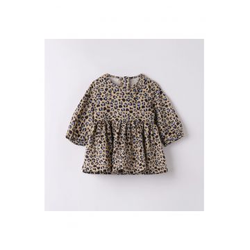 Rochie animal print pentru bebe fetite -  3.7749TI23 - Bej/Albastru