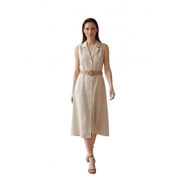 Rochie Camasa Midi -  A-line - Piatra Naturala - Bumbac cu Lycra