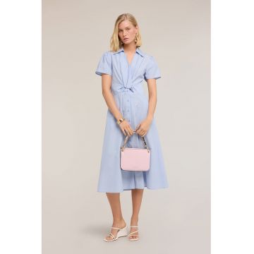 Rochie-camasa midi din bumbac si lyocell - Albastru pastel