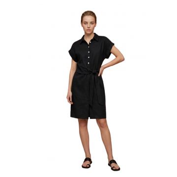 Rochie Camasa Mini -  Casual - Negru - Bumbac