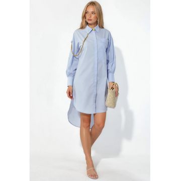 Rochie Camasa Mini Supradimensionata -  Albastru Deschis - Poliester si Lycra