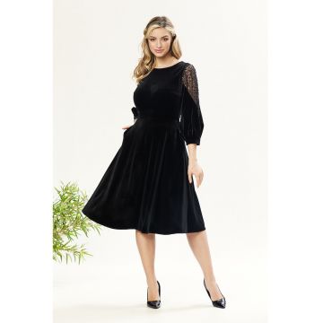 Rochie catifelata cu paiete - Negru