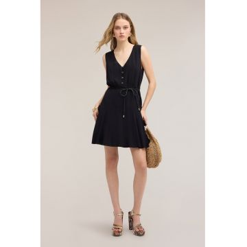 Rochie cu cordon impletit - Negru