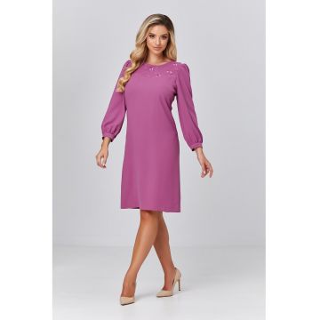 Rochie cu croiala dreapta si detalii brodate - Lila