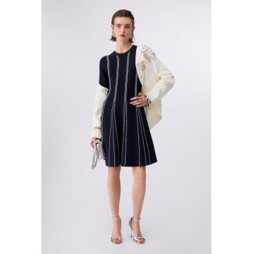 Rochie cu cusaturi decorative - Albastru