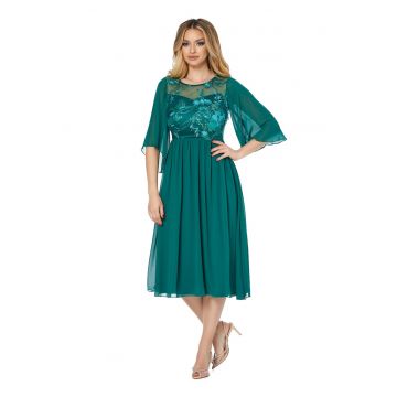Rochie cu maneci semitransparente Iris - Verde