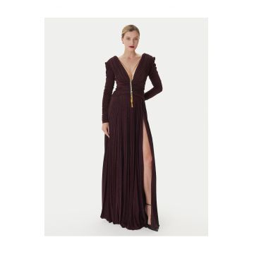 Rochie de seara -  bordo - 63% viscoza - fermoar -