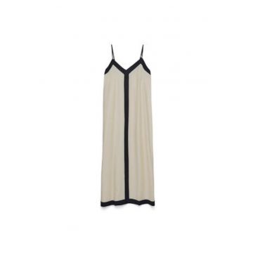 Rochie de vara -  bej - viscoza si nylon - fara maneci -