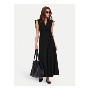 Rochie de vara Dama -  Negru - in si viscoza - maxi - fara maneci - Negru
