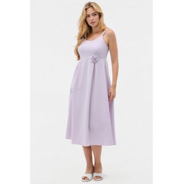 Rochie evazata cu aplicatii florale - Lila