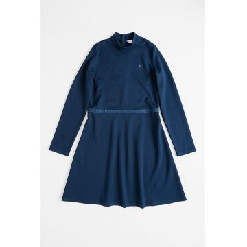 Rochie evazata cu guler mediu - Bleumarin