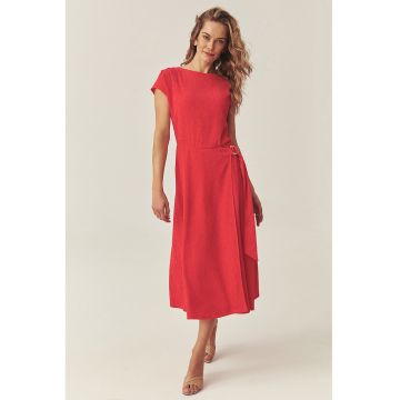 Rochie evazata cu maneci scurte - Rosu