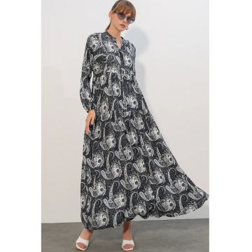 Rochie Maxi Dama -  Etnic - Maneci lungi - Multicolor - Viscoza