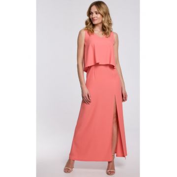 Rochie maxi de dama Siver K048 portocalie - Portocaliu