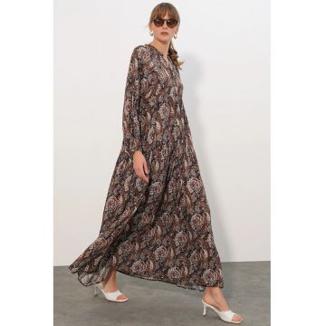 Rochie Maxi  etnic - decolteu in V - maneci lungi - multicolor - viscoza