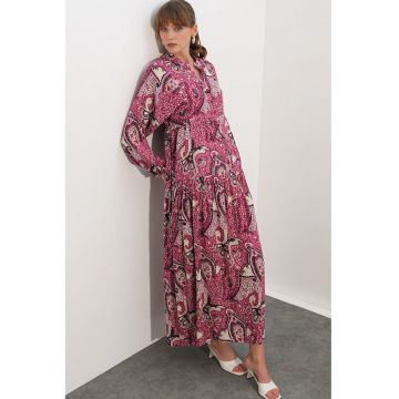 Rochie Maxi -  Etnic - Maneci lungi - Multicolor - Viscoza -