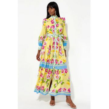 Rochie Maxi -  Floral - Multicolor - Poliester cu Lycra - Casual