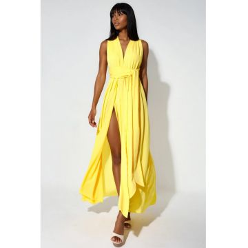 Rochie Maxi -  mulata - galben lamaie - poliester cu lycra