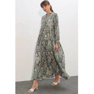 Rochie Maxi -  Stil Etnic - Maneci lungi - Multicolor - Viscoza