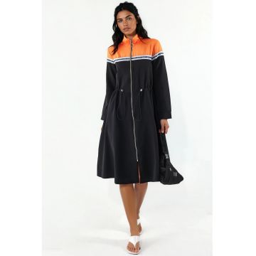 Rochie midi -  color-blocked - negru - jerseu de lycra