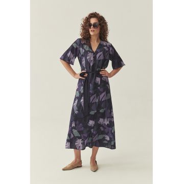 Rochie midi cu decolteu in V - Verde pal/Lila/Violet aubergine/Midnight Purple