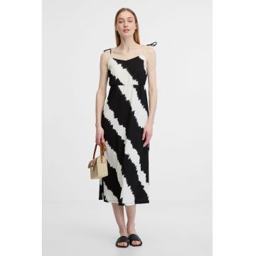Rochie midi cu model - Alb/Negru