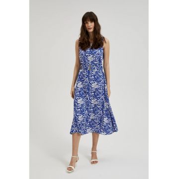 Rochie midi cu model albastra - Bleumarin