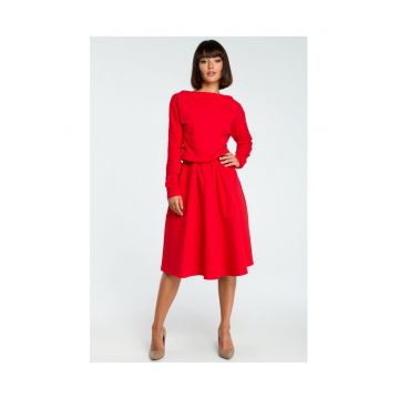 Rochie midi de dama Youdon B087 rosu - Rosu
