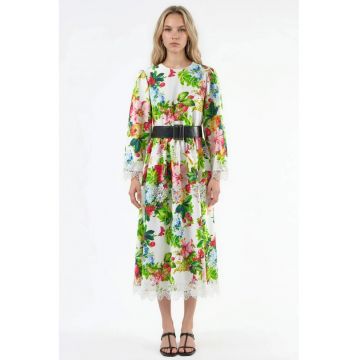 Rochie Midi -  Floral - Multicolor - Elegant - Poliester-Lycra