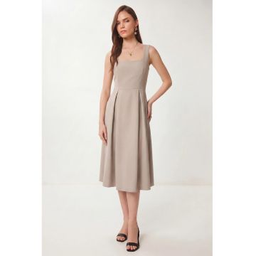 Rochie Midi - Happiness Istanbul - A-line - guler patrat - poliestwqfwqer - Piatra Naturala