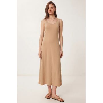 Rochie Midi - Happiness Istanbul - casual - crem - bumbac