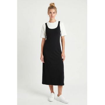 Rochie Midi - Happiness Istanbul - fara maneci - neagra - jerseu cu elastan