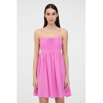 Rochie scurta cu bretele subtiri - Roz orhidee