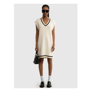 Rochie tricotata fara maneci cu decolteu in V -