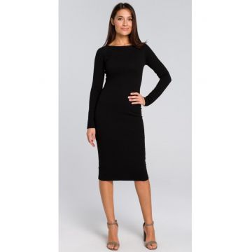 Stil Rochie midi de dama Essylte S152 negru - Negru