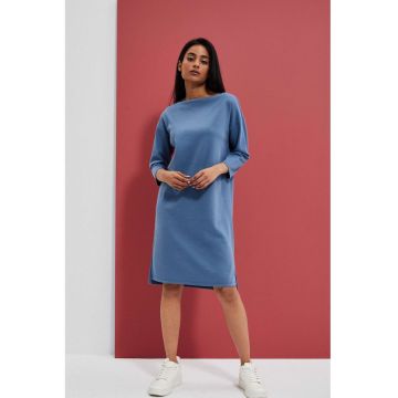 Rochie  albastru închis - trapezoidală - maneci 3/4 - mărime - Albastru