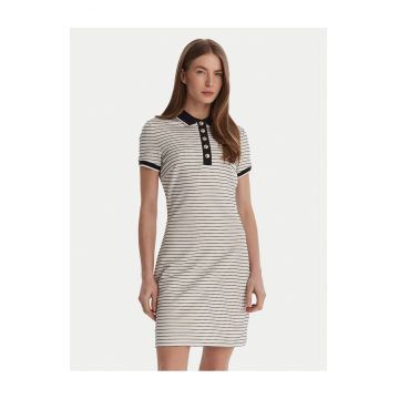 Rochie casual -  dungi - alb - 55% viscoza