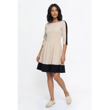 Rochie casual midi cu decolteu barcuta - maneca 3/4 - croiala regular si inchidere la spate - M1337 - negru - Negru