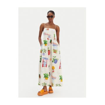 Rochie de vara -  55% in - 45% bumbac - Ecru