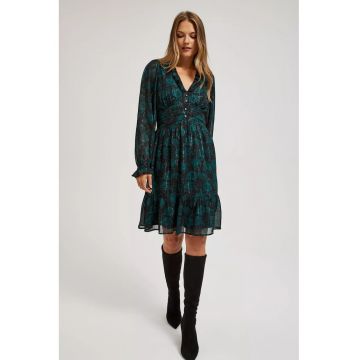 Rochie din chiffon cu model floral - Verde