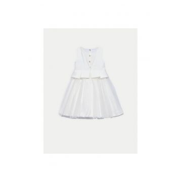 Rochie fete -  eleganta - fermoar - alb - poliester -